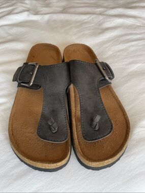 Gray Suede Buckle Thong Sandals-Soft! One of your best purchases on Poshmark!
